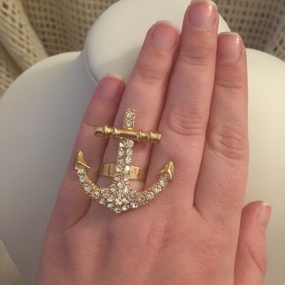 Anchor Rhinestone Ring - Picture 1 of 4